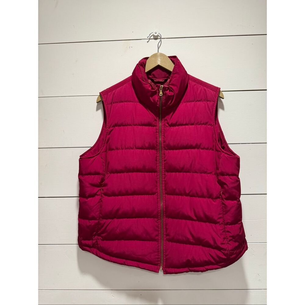 Talbots Women’s Quilted Puffer Vest | Berry | Duck Down Fill | Size 1X